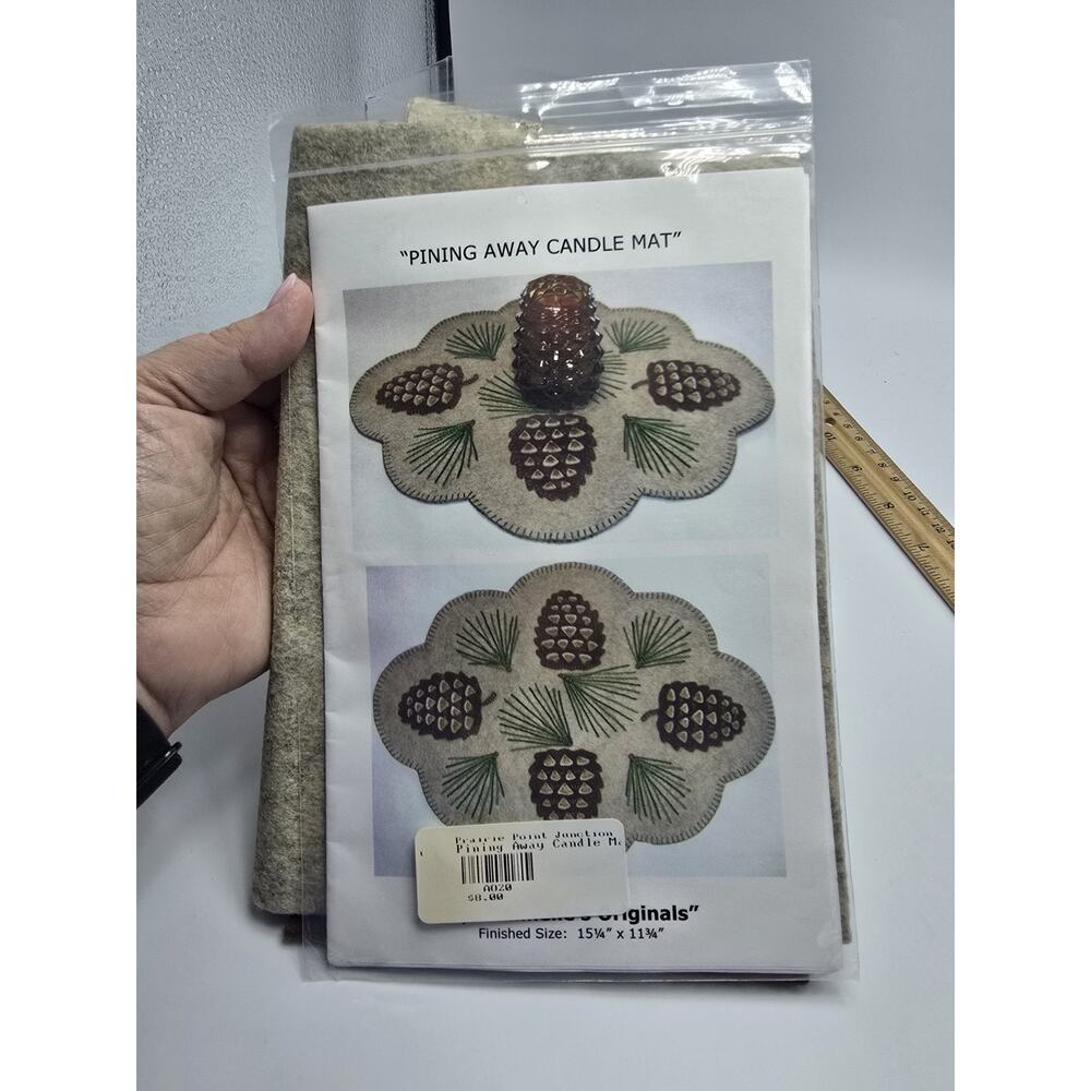 Pining Away Candle Mat Wool Penny Rug Kit 15 1/4” x 11 3/4” - Picture 5 of 5